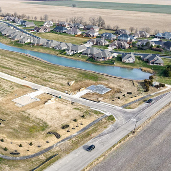 Large square throp farms aerial pre construction