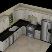 Medium kitchen astonishing l shape black marble countertop 10x10 3d kitchen design with white veneer kitchen set and ceramic tiles floor delightful 10x10 kitchen d