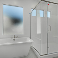 Medium soaking tub and walk in shower