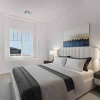 Medium front bedroom staged