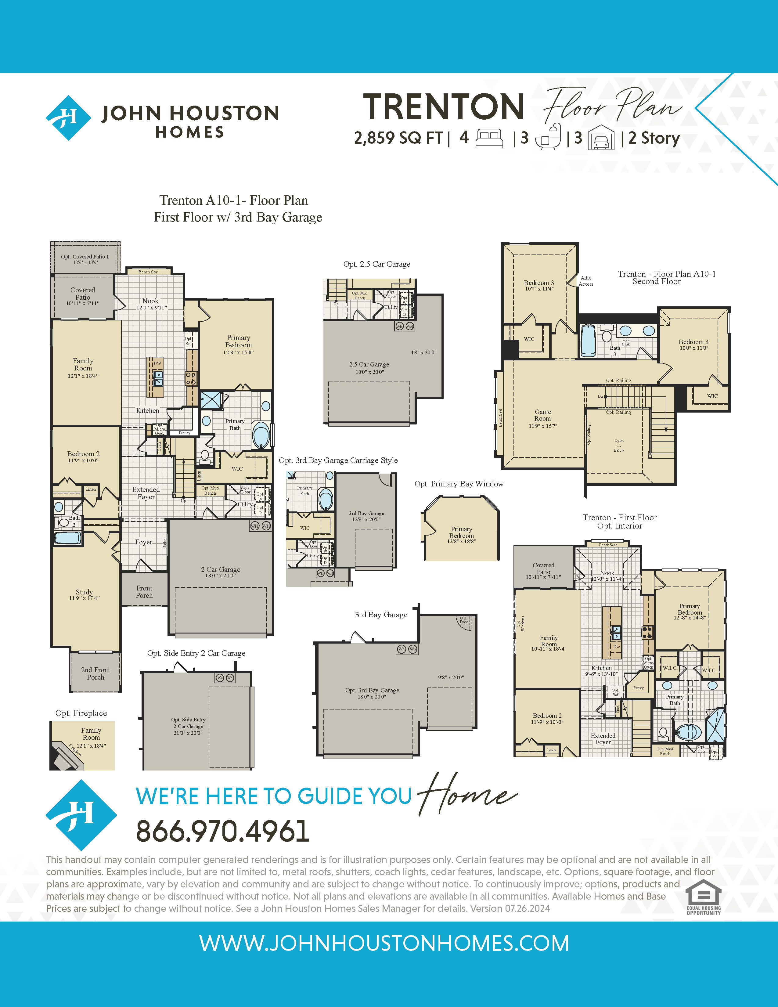 Trenton A10-1 with 3rd Car Garage Floor Plan