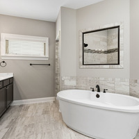 Medium master bathroom stand alone tub