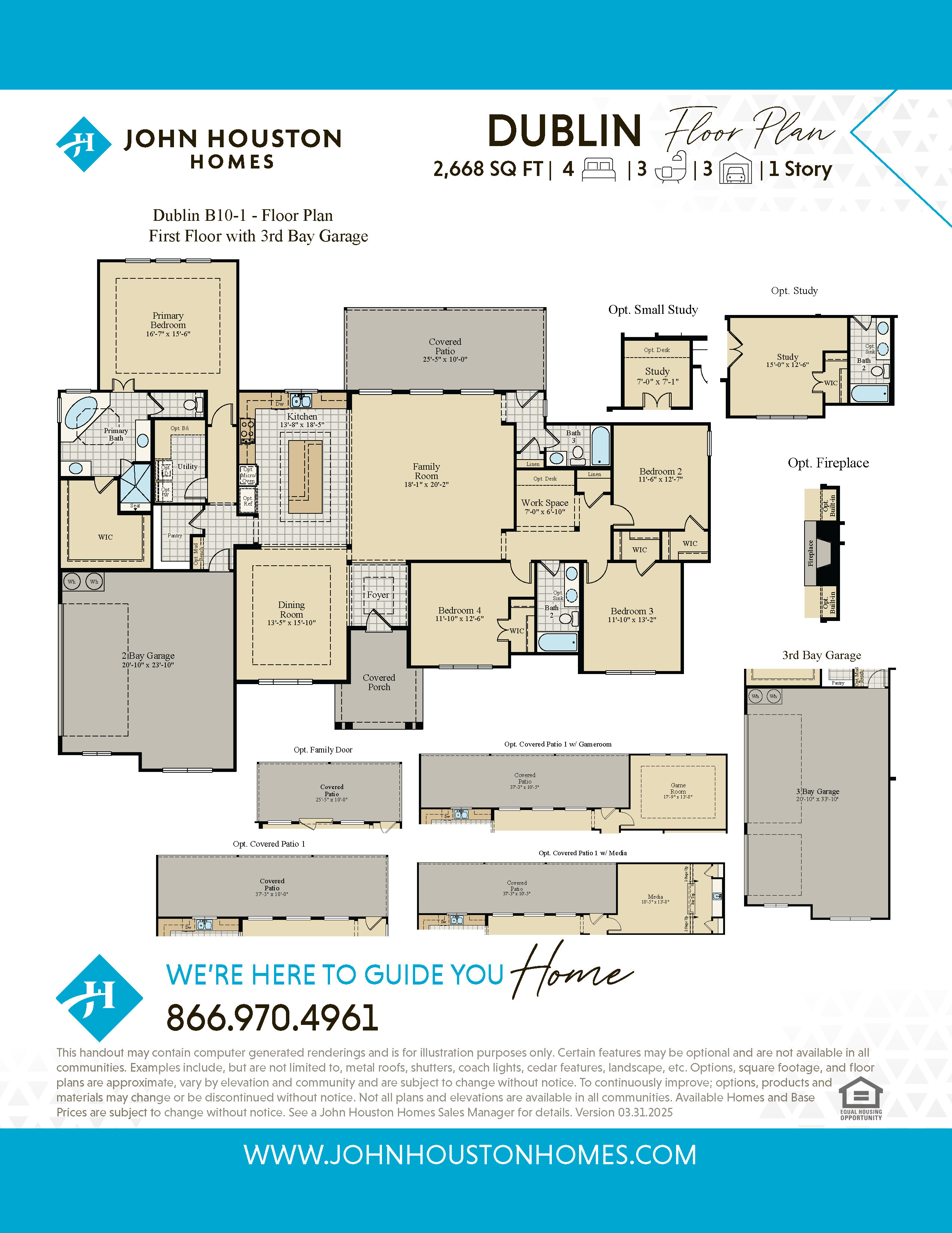 Dublin B10-1 Floor Plan W/ 3rd Bay Garage
