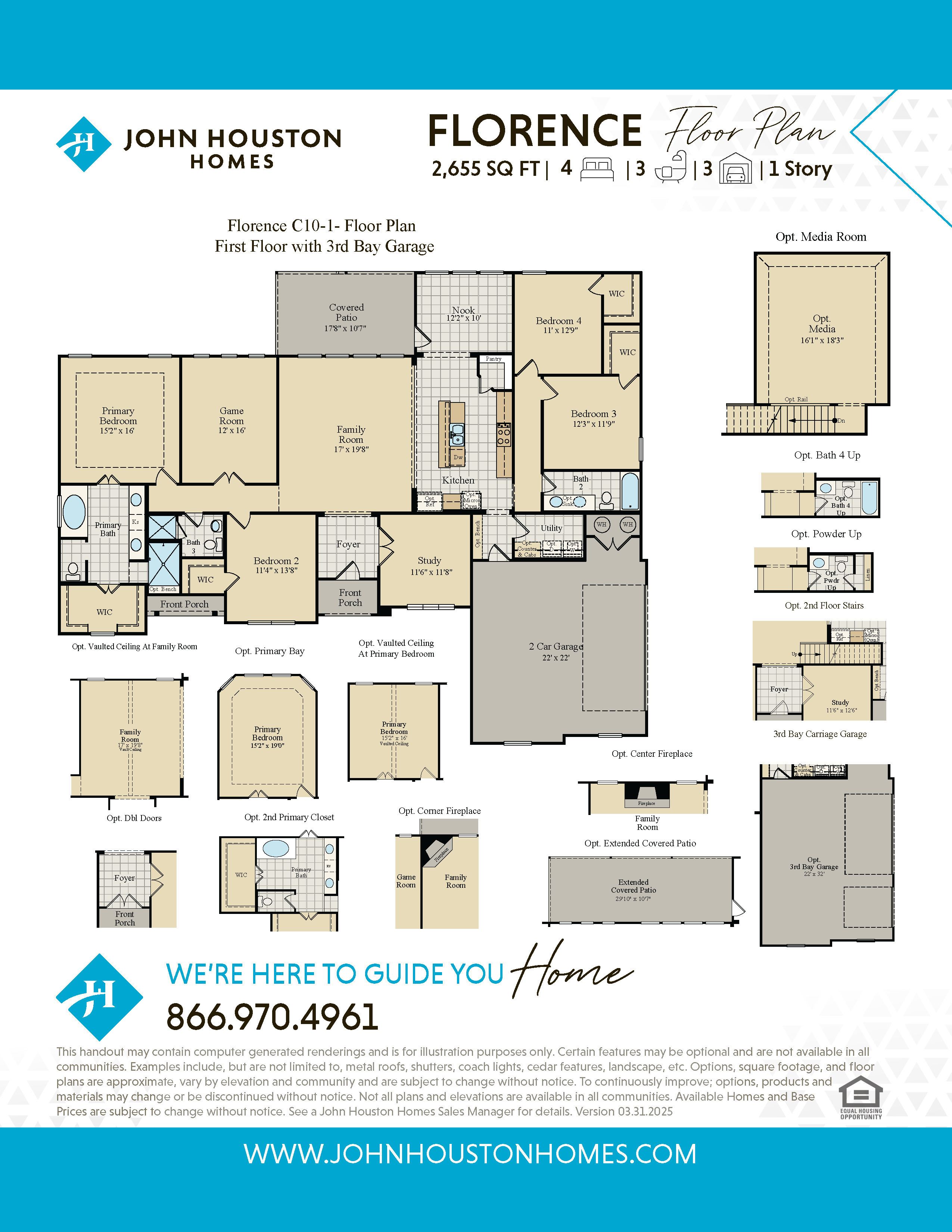 Florence C10-1 Floor Plan W/ 3rd Bay Garage