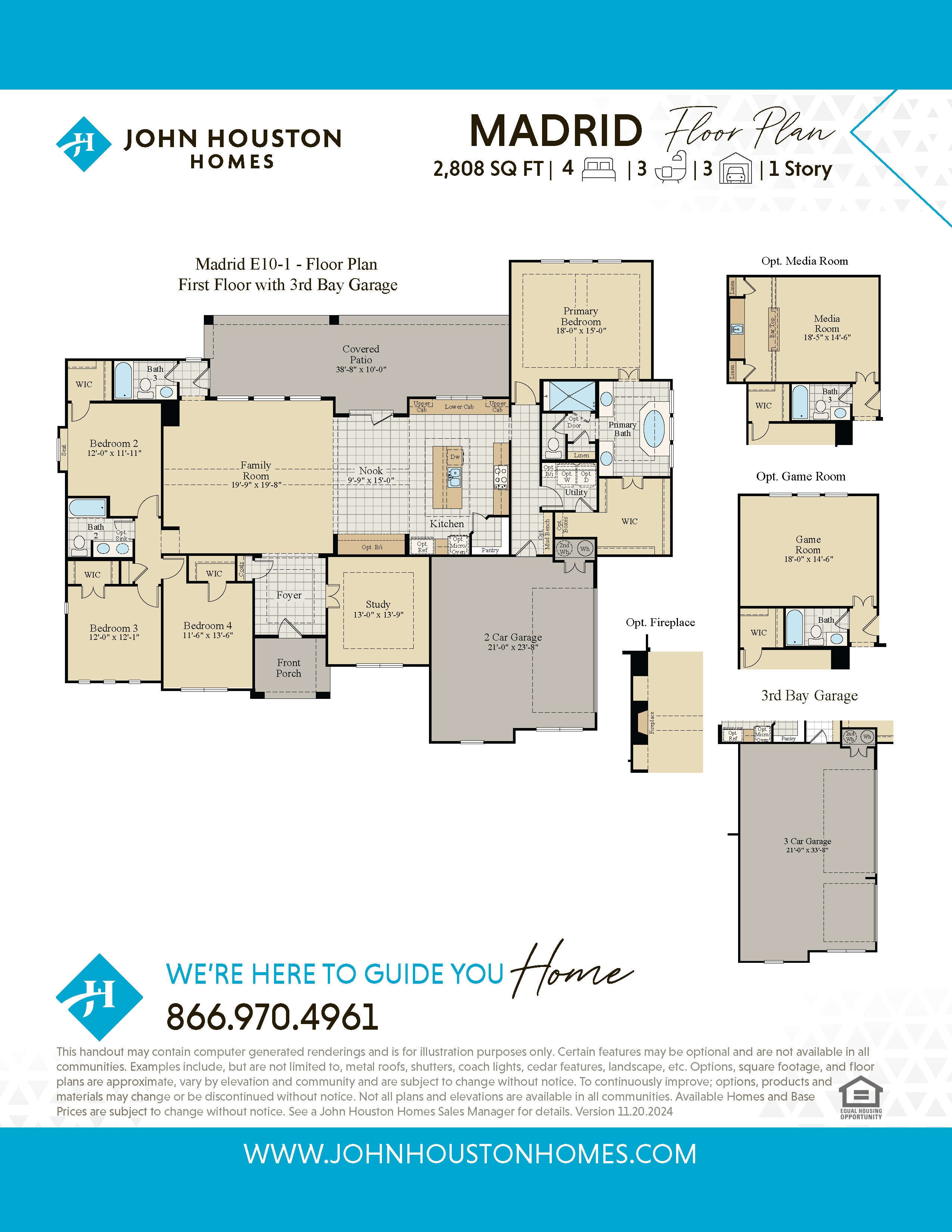 Madrid E10-1 Floor Plan W/ 3rd Bay Garage