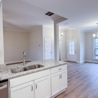 Medium kitchen looking into entry