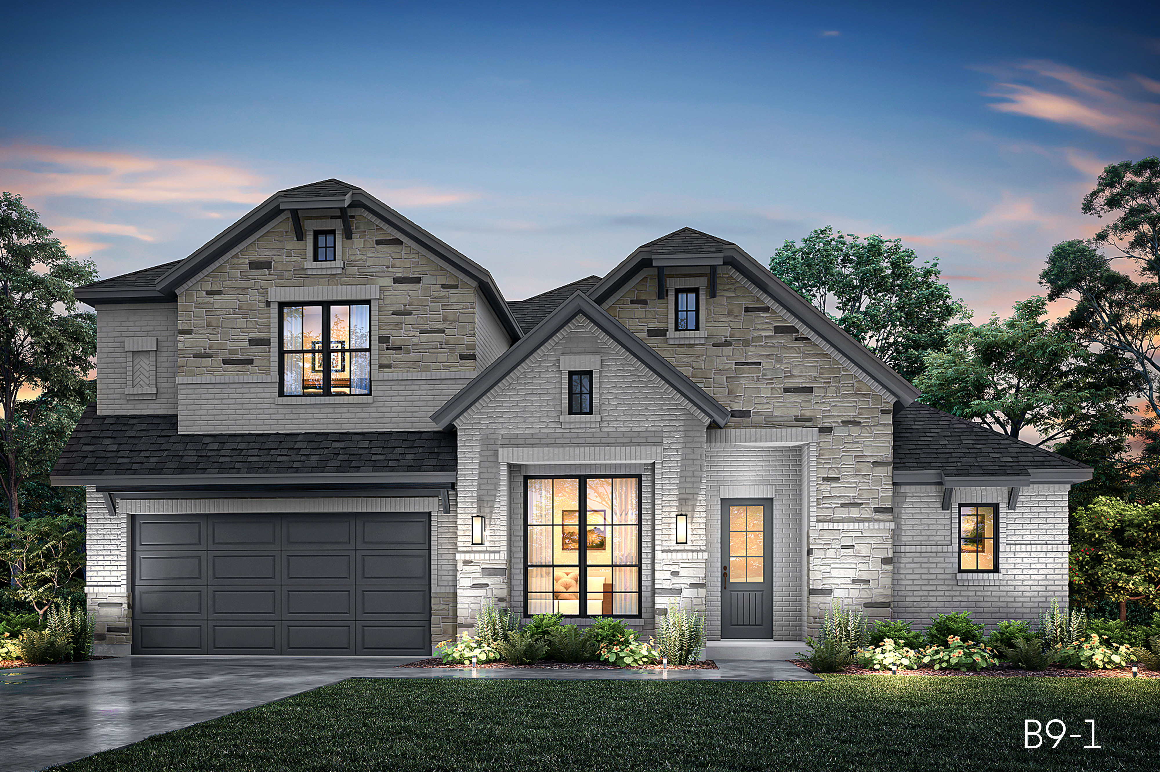 Denver B9-1 - 2 story w/optional stone - Front Entry