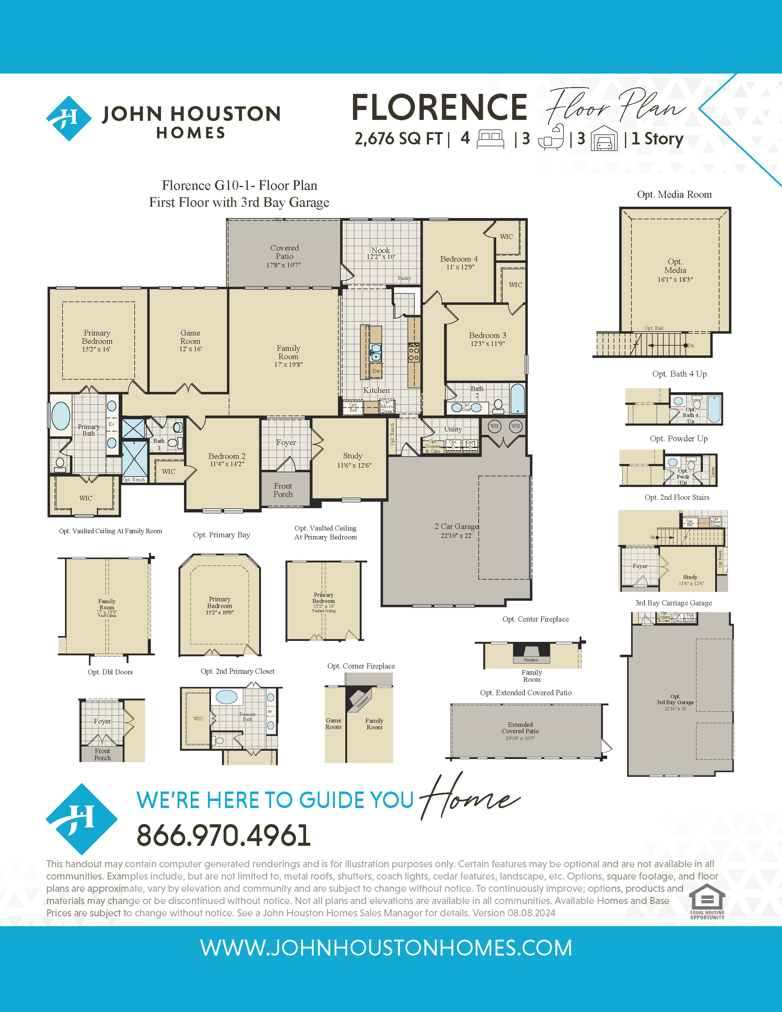 Florence G10-1 Floor Plan w/ 3rd bay garage