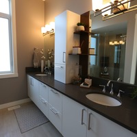 Medium double sink vanity ensuite showhome custom build