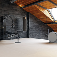 Medium home gym room in the attic royalty free image 1092674152 1565968486