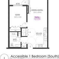 Medium accessible 1 bedroom south
