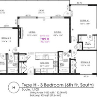 Medium type h 3 bedroom 6th floor south 1