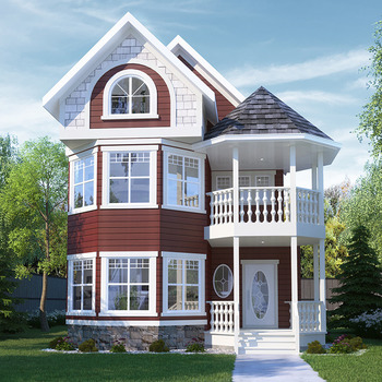 Large square victorian house rendering 950x700