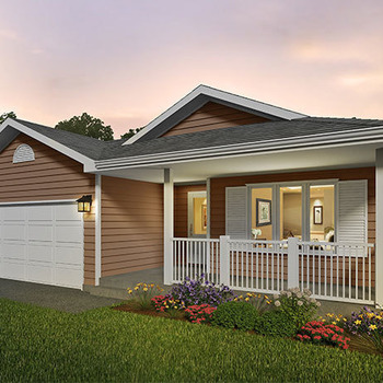 Large square lakeside with sunroom