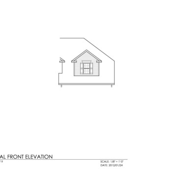Large square garage dormer if purchased   elev. 1 only
